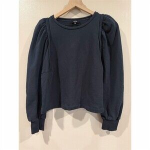 ME+EM Sweatshirt Womens USA 12 Black Puff Sleeve Crew Neck